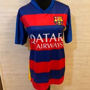 FC Barcelona Home Soccer Jersey with the Qatar Airways sponsor logo.